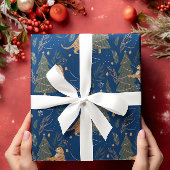 kerstbomen en tijgers, patroon, aangepaste achterg cadeaupapier