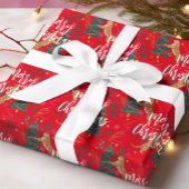 kerstbomen en tijgers, patroon, aangepaste achterg cadeaupapier