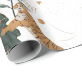 kerstbomen en tijgers, patroon, aangepaste achterg cadeaupapier (Rol Hoek)