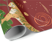 kerstbomen en tijgers, patroon, aangepaste achterg cadeaupapier (Rol Hoek)