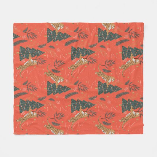 kerstbomen en tijgers, patroon, aangepaste achterg fleece deken (Voorkant (Horizontaal))