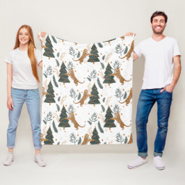 kerstbomen en tijgers, patroon, aangepaste achterg fleece deken