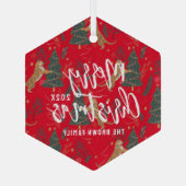 kerstbomen en tijgers, patroon, aangepaste achterg glas ornament (Achterkant)