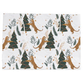 kerstbomen en tijgers, patroon, aangepaste achterg groot cadeauzakje (Achterkant)