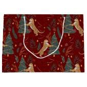 kerstbomen en tijgers, patroon, aangepaste achterg groot cadeauzakje (Voorkant)