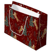 kerstbomen en tijgers, patroon, aangepaste achterg groot cadeauzakje (Voorkant Gekanteld)