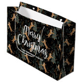 kerstbomen en tijgers, patroon, aangepaste achterg groot cadeauzakje (Voorkant Gekanteld)