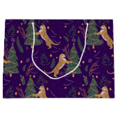 kerstbomen en tijgers, patroon, aangepaste achterg groot cadeauzakje (Voorkant)