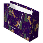 kerstbomen en tijgers, patroon, aangepaste achterg groot cadeauzakje (Voorkant Gekanteld)