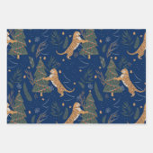 kerstbomen en tijgers, patroon, aangepaste achterg inpakpapier vel (Voorkant 3)