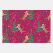 kerstbomen en tijgers, patroon, aangepaste achterg inpakpapier vel (Voorkant)