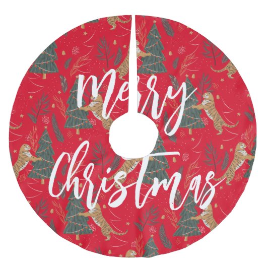 kerstbomen en tijgers, patroon, aangepaste achterg kerstboom rok (Voorkant)