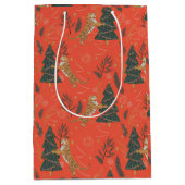 kerstbomen en tijgers, patroon, aangepaste achterg medium cadeauzakje (Voorkant)