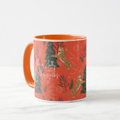 kerstbomen en tijgers, patroon, aangepaste achterg mok (Voorkant links)