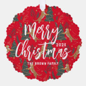 kerstbomen en tijgers, patroon, aangepaste achterg ornament kaart (Voorkant)