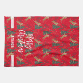 kerstbomen en tijgers, patroon, aangepaste achterg theedoek (Horizontaal)