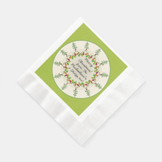 Kerstbomen en verlichting (gepersonaliseerd cadeau servet (Hoek)