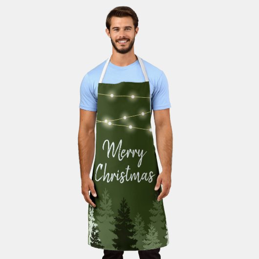 Kerstbomen en verlichting schort (Gedragen)