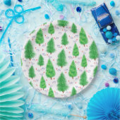 Kerstbomen en vogels papier Bord (Feest)