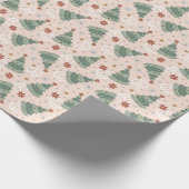 Kerstbomen en Vredestekenen Patroon Cadeaupapier (Hoek)