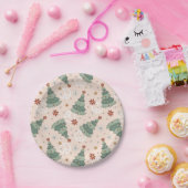 Kerstbomen en Vredestekenen Patroon Papieren Bordje (Feest)