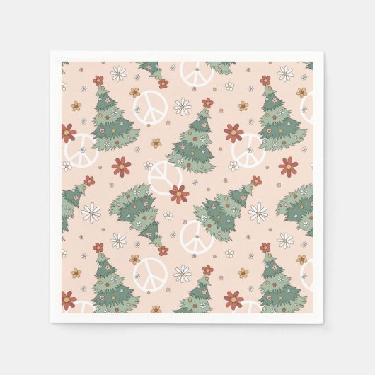 Kerstbomen en Vredestekenen Patroon Servet (Voorkant)