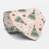 Kerstbomen en Vredestekenen Patroon Stropdas (Opgerold)