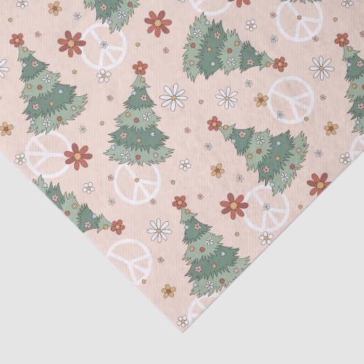 Kerstbomen en Vredestekenen Patroon Tissuepapier (Detail)