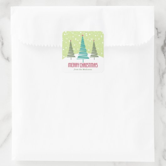 Kerstbomen en winterkerst vierkante sticker (Tas)