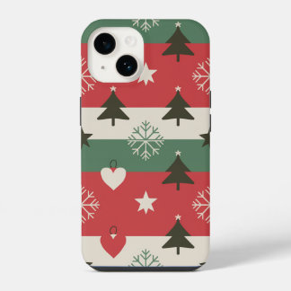 Kerstbomen en witte sneeuw iPhone 14 hoesje