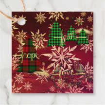 kerstbomen Faith Hope Love Gold Snow Flakes