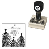 kerstbomen Familie Retouradres Rubberstempel (Gestempeld)