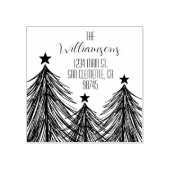 kerstbomen Familie Retouradres Rubberstempel (Afrduk)