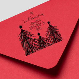 kerstbomen Familie Retouradres Rubberstempel
