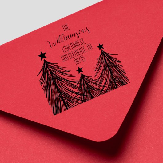 kerstbomen Familie Retouradres Rubberstempel