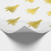 kerstbomen Faux Gold Foil Holiday Pattern Cadeaupapier (Hoek)