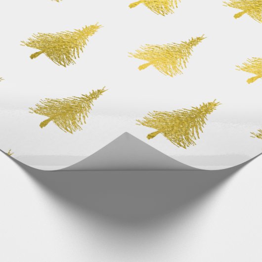kerstbomen Faux Gold Foil Holiday Pattern Cadeaupapier (Hoek)