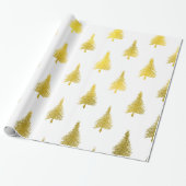 kerstbomen Faux Gold Foil Holiday Pattern Cadeaupapier (Uitgerold)