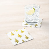 kerstbomen Faux Gold Foil Holiday Pattern Kartonnen Onderzetters (Insitu)