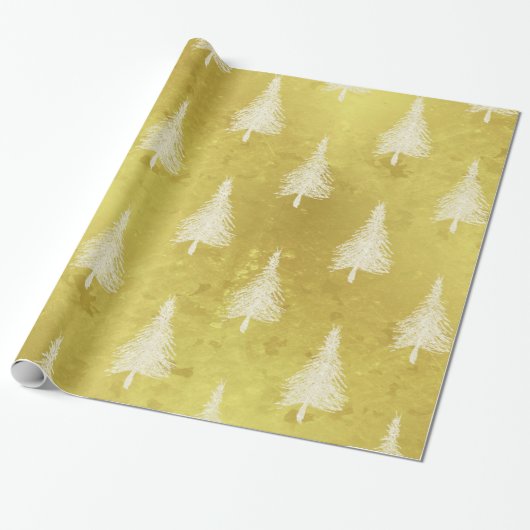 kerstbomen Faux Gold Foil Holiday Pine Tree Cadeaupapier (Uitgerold)