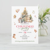 Kerstbomen Feestbomen Uitnodiging (Staand voorkant)
