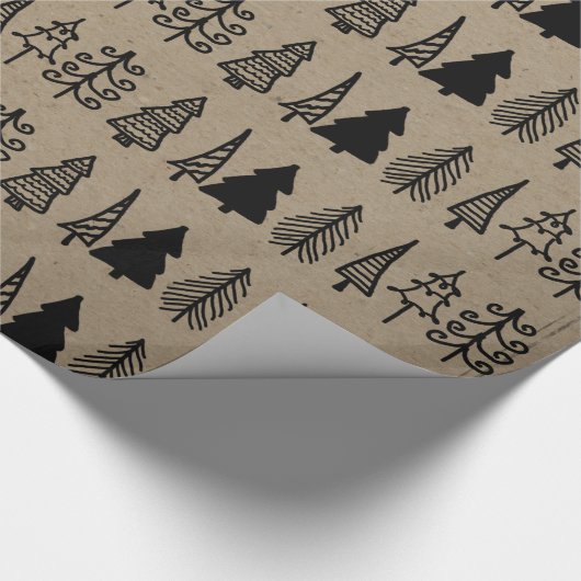 Kerstbomen feestdag faux Kraft Paper Pattern Cadeaupapier (Hoek)