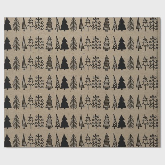 Kerstbomen feestdag faux Kraft Paper Pattern Cadeaupapier (Vlak)