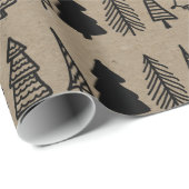 Kerstbomen feestdag faux Kraft Paper Pattern Cadeaupapier (Rol Hoek)