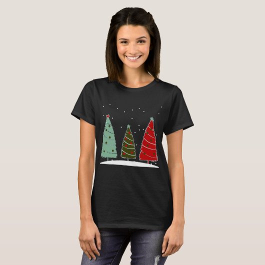 Kerstbomen feestdagen feestelijke T-shirt (Voorkant volledig)