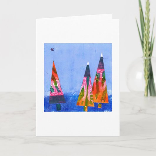 kerstbomen feestdagen kaart (Voorkant)