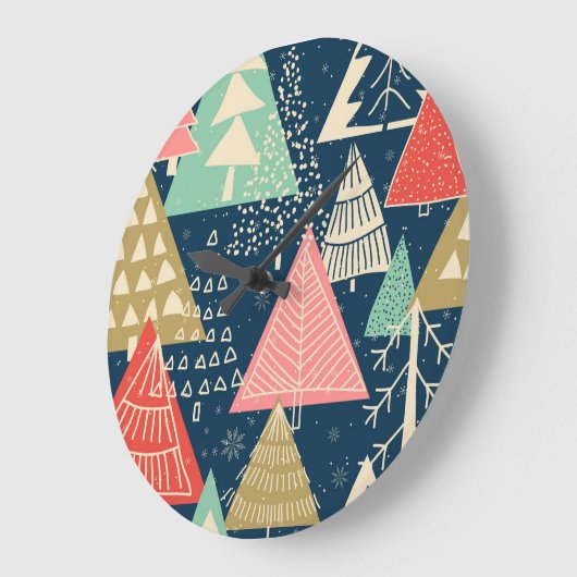 Kerstbomen feestelijke naadloze illustratie. grote klok (Hoek)