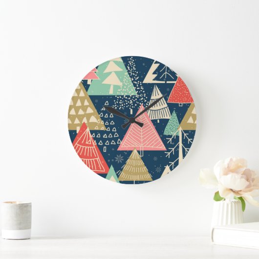 Kerstbomen feestelijke naadloze illustratie. grote klok (Huis)