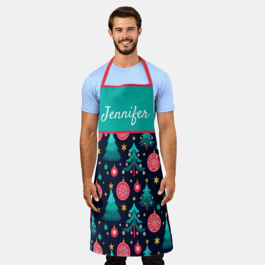 Kerstbomen feestelijke vakantie schort (Gedragen)