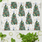 Kerstbomen - Feestelijke vakantie Theedoek (Gevouwen)